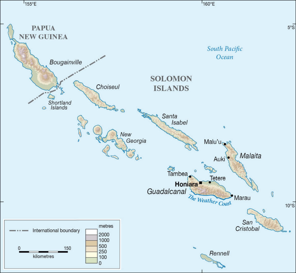 carte iles salomon relief altitude